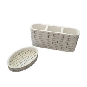 Subway Tile Toothbrush Holder and Soap Dish